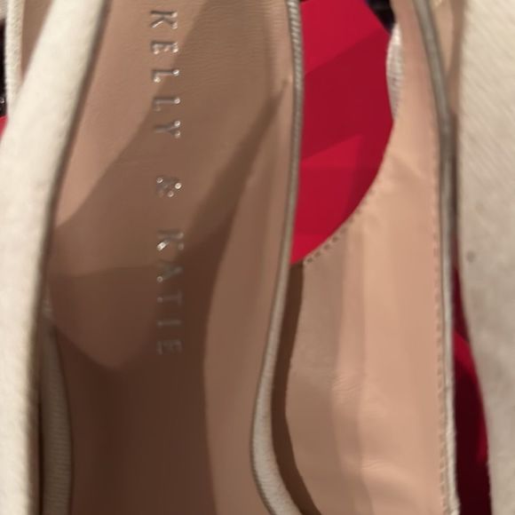 Kelly & Katie Women’s Open Toe Heels. Sz 9. Wood Stack Heel. Delisa  color :Bone - Picture 2 of 5